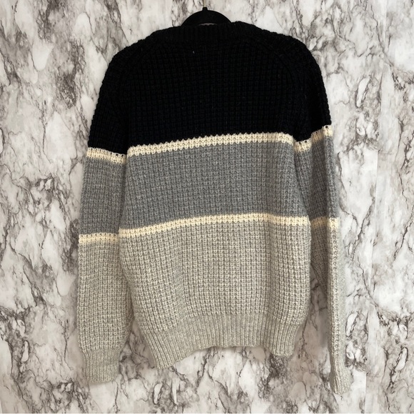 Vtg Woodstock by Bernard Men's 100% Shetland Wool Crewneck Striped Sweater Large - Picture 3 of 8